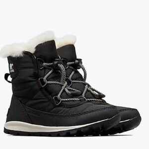 Sorel -‎ Girls youth Whitney Short lace snow boots faux fur trim winter bootie 7